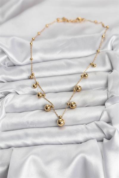 316L Çelik Zincir Gold Renk Topçuklu Kolye – PRT3500EB09377