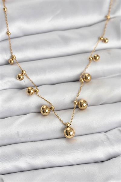 316L Çelik Zincir Gold Renk Topçuklu Kolye – PRT3500EB09377