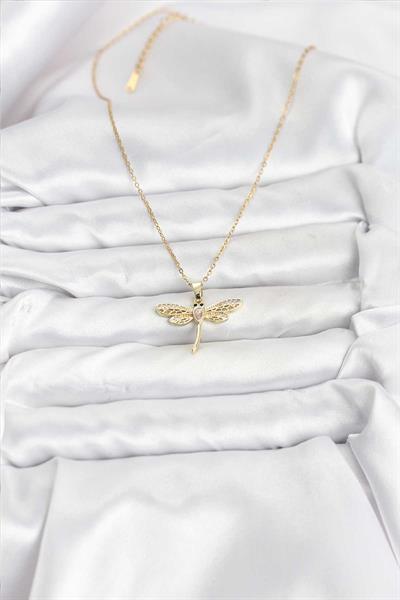 316L Çelik Zincir Gold Renk Yusufçuk Model Kadın Kolye – PRT3500EB09751