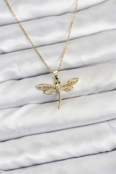 316L Çelik Zincir Gold Renk Yusufçuk Model Kadın Kolye – PRT3500EB09751
