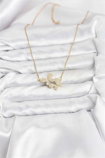 316L Çelik Zincir Gold Renk Zirkon Taşlı Kelebek Model Kadın Kolye – PRT3500EB09759
