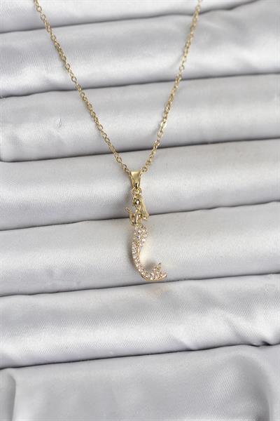 316L Çelik Zincir Gold Renk Zirkon Taşlı Deniz Kızı Model Kadın Kolye