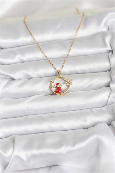 316L Çelik Zincir Gold Zirkon Taşlı Yılbaşı Tema Kadın Kolye – PRT3500EB09482