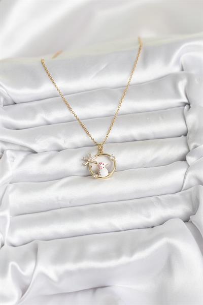 316L Çelik Zincir Gold Zirkon Taşlı Yılbaşı Temalı Kadın Kolye – PRT3500EB09468