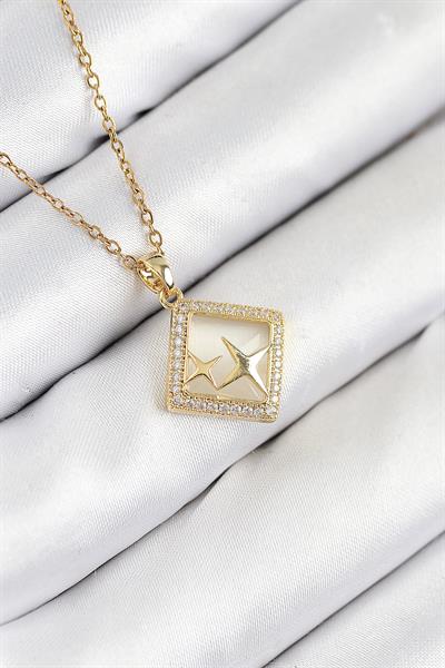 316L Çelik Zirkon Taşlı Yıldız Model Gold Renk Kadın Kolye – PRT3500EB08772