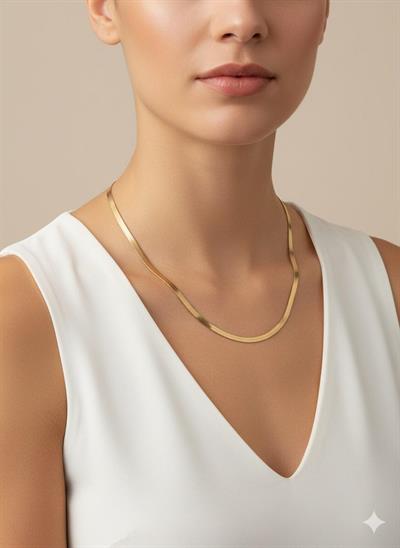 4mm 45 cm İtalyan  Çelik Kolye (Gold) 0106151