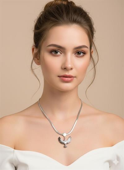 Anka Kuşu Çelik Kolye (Gümüş) 010674-1