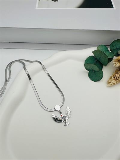Anka Kuşu Çelik Kolye (Gümüş) 010674-1