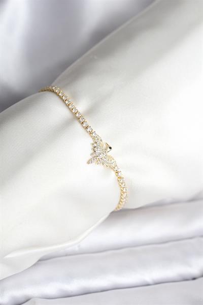 Anka Kuşu Model Zirkon Taşlı Gold Renk Pirinç Su Yolu Kadın Bileklik – PRT3500EB09578