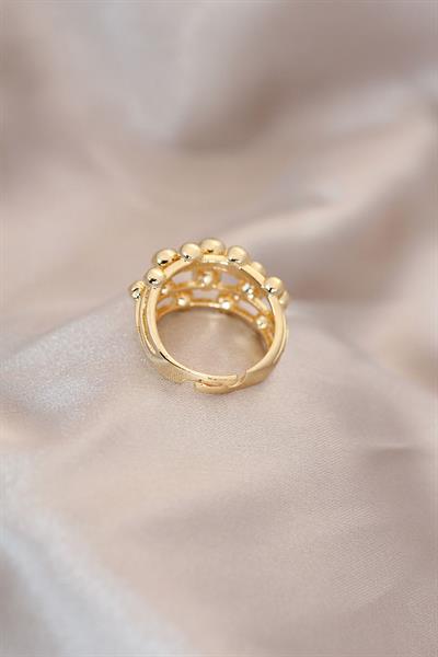 Ayarlamalı Gold Renk Metal Bombeli Boluncuk Model Yüzük – PRT3500EB00094