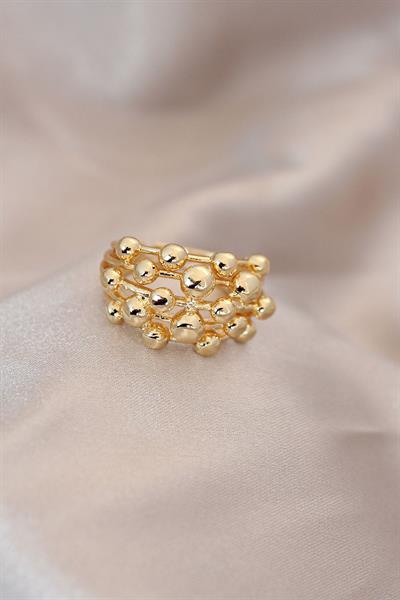 Ayarlamalı Gold Renk Metal Bombeli Boluncuk Model Yüzük – PRT3500EB00094