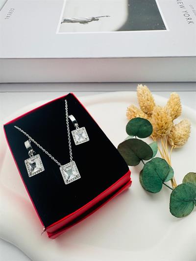 Baget Çelik Kolye ve Küpe (Gümüş) 0106336-1