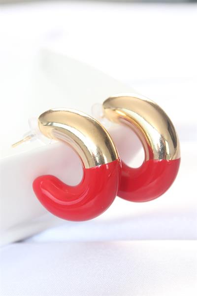 CCB Kırmızı Gold Çift Renk Küpe – PRT3500EB01227