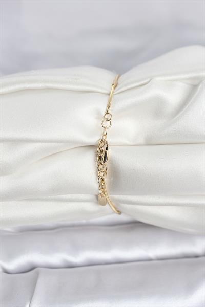 14K Gold Renk Barlı Yılan Zincir Model Kadın Bileklik - PRT3500EB10333