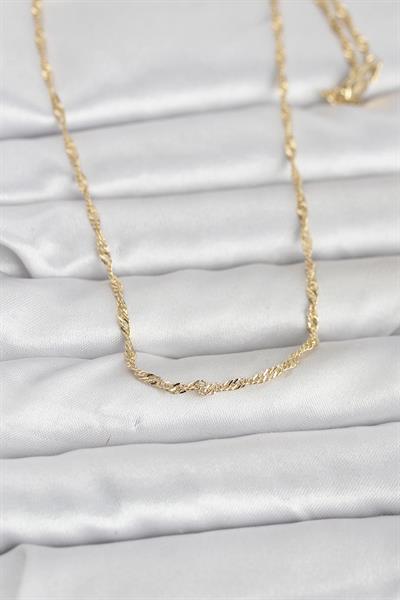 14K Gold Renk Burgu Zincirli 60cm Kadın Kolye - PRT3500EB10281
