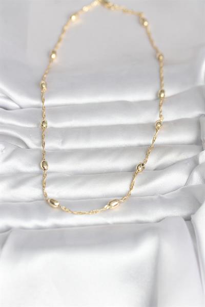 14K Gold Renk Burgu Zincirli Damla Topçuk Model 45cm Kadın Kolye - PRT3500EB10327