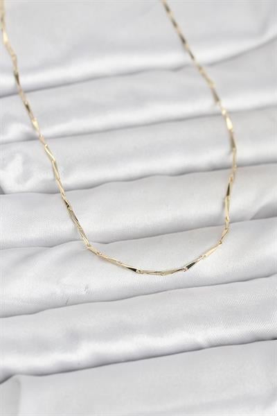 14K Gold Renk Çubuk Kesme Zincir Model 60cm Kadın Kolye - PRT3500EB10271