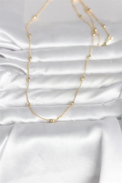 14K Gold Renk Damla Topçuk Model Zincirli 60cm Kadın Kolye - PRT3500EB10306