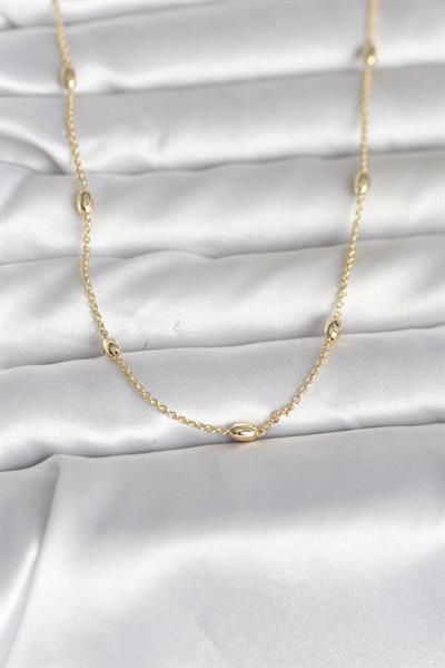 14K Gold Renk Damla Topçuk Model Zincirli 60cm Kadın Kolye - PRT3500EB10306