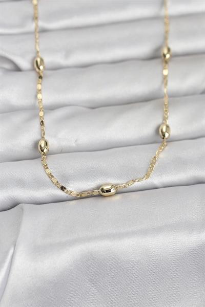 14K Gold Renk Damla Topçuklu Zincir Model 60cm Kadın Kolye - PRT3500EB10303