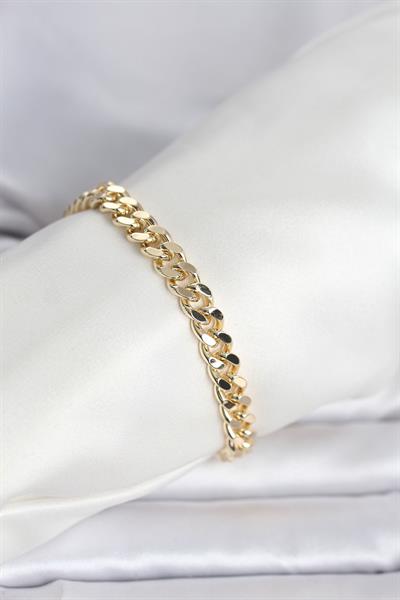 14K Gold Renk Ezme Kalın Zincir Model Kadın Bileklik - PRT3500EB10363