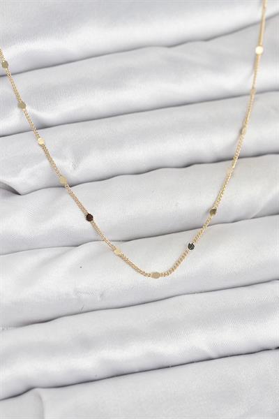 14K Gold Renk Ezme Pul Model 60cm Kadın Kolye - PRT3500EB10261