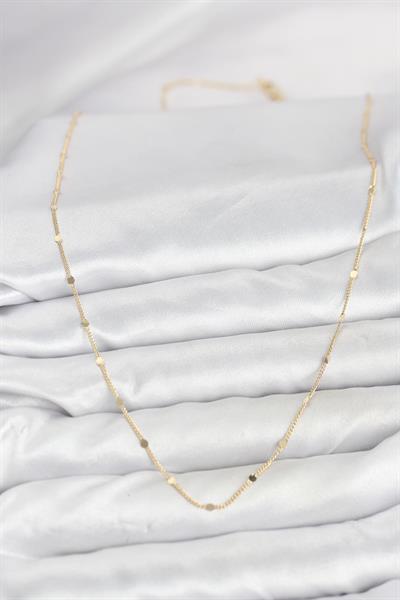14K Gold Renk Ezme Pul Model 60cm Kadın Kolye - PRT3500EB10261