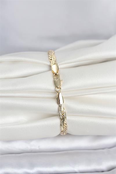14K Gold Renk Ezme Sarmal Zincir Model Kadın Bileklik - PRT3500EB10355