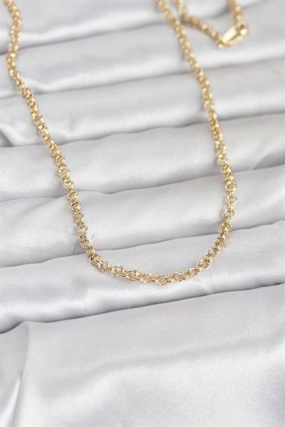 14K Gold Renk Halka Zincir Model 60cm Kadın Kolye - PRT3500EB10277