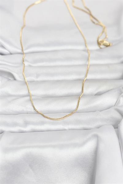 14K Gold Renk İnce Kare Zincirli Model 60cm Kadın Kolye - PRT3500EB10282