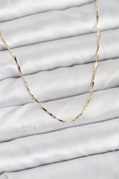 14K Gold Renk İnce Kesim Çubuk Model Zincir Kadın Kolye - PRT3500EB10245cm