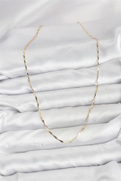 14K Gold Renk İnce Kesim Çubuk Model Zincir Kadın Kolye - PRT3500EB10245cm