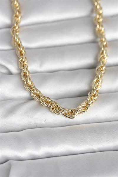 14K Gold Renk Kalın Burgu Zincirli Model 60cm Kadın Kolye - PRT3500EB10323