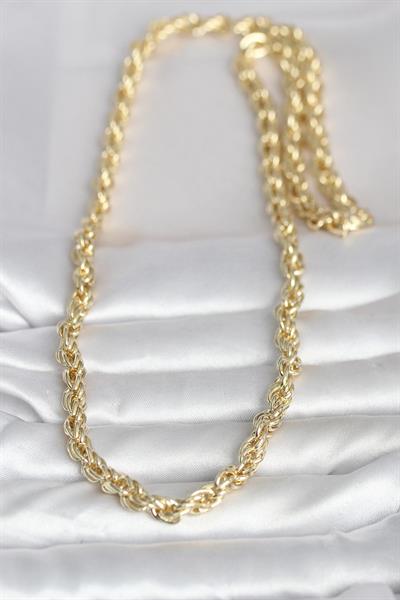 14K Gold Renk Kalın Burgu Zincirli Model 60cm Kadın Kolye - PRT3500EB10323
