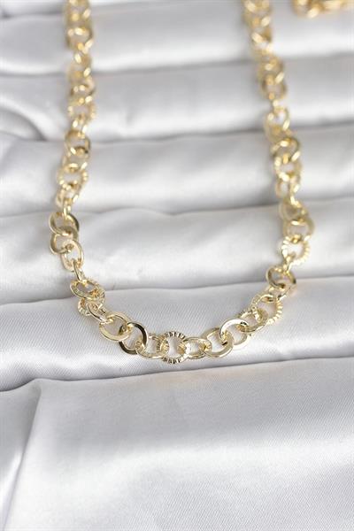 14K Gold Renk Kalın Halka Zincirli 60cm Kadın Kolye - PRT3500EB10325