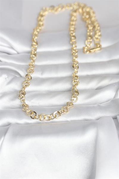14K Gold Renk Kalın Halka Zincirli 60cm Kadın Kolye - PRT3500EB10325