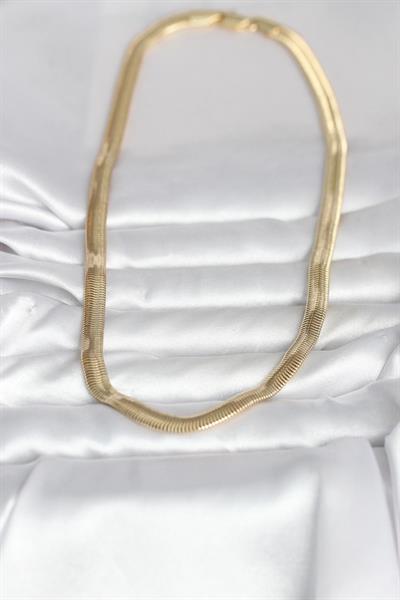 14K Gold Renk Kalın Yassı Yılan Zincir Model 45cm Kadın Kolye - PRT3500EB10332