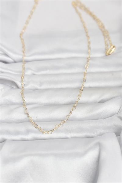 14K Gold Renk Kalp Zincirli 60cm Kadın Kolye - PRT3500EB10279