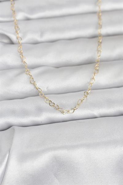 14K Gold Renk Kalp Zincirli 60cm Kadın Kolye - PRT3500EB10279