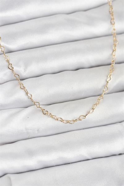 14K Gold Renk Kalp Zincirli Kadın Kolye - PRT3500EB10250