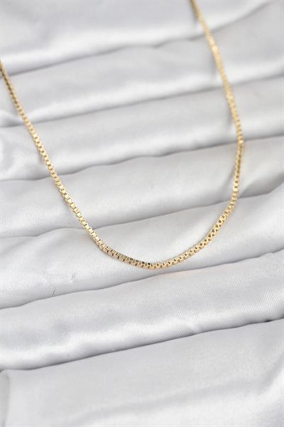 14K Gold Renk Kare Zincirli Model 60cm Kadın Kolye - PRT3500EB10267