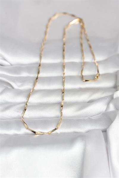 14K Gold Renk Kesme Çubuk Zincirli Model 60cm Kadın Kolye - PRT3500EB10314