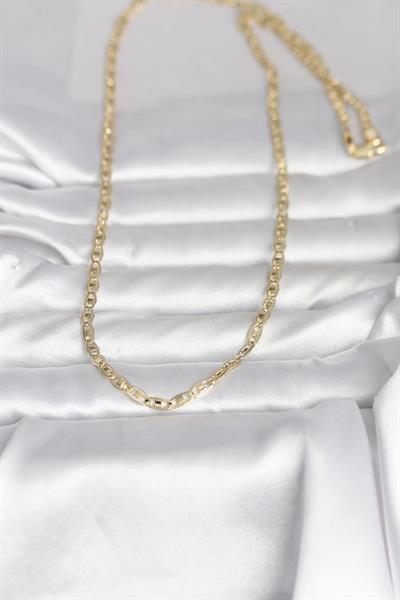 14K Gold Renk Lazer Kesim Zincirli Model 60cm Kadın Kolye - PRT3500EB10307