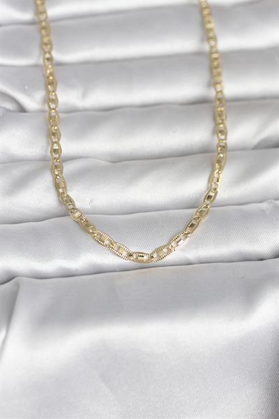 14K Gold Renk Lazer Kesim Zincirli Model 60cm Kadın Kolye - PRT3500EB10307