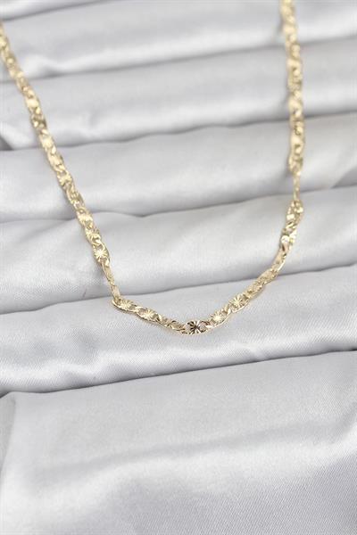 14K Gold Renk Lazer Zincirli Model 60cm Kadın Kolye - PRT3500EB10302