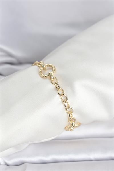 14K Gold Renk Lazerli Halka Model Kadın Bileklik - PRT3500EB10356