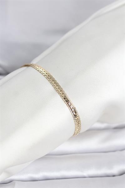 14K Gold Renk Lazerli Yassı Zincir Model Kadın Bileklik - PRT3500EB10351