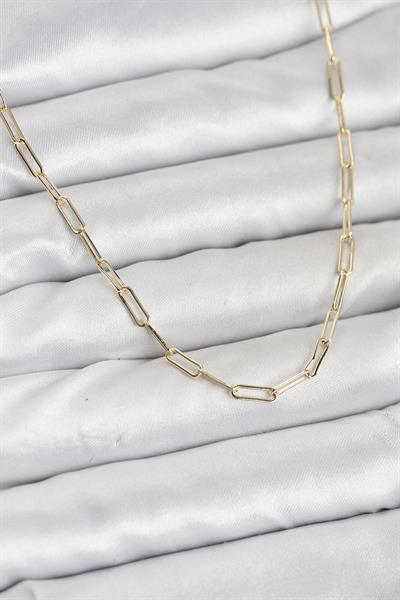 14K Gold Renk Pirinç Ataç Zincir Kadın Kolye - PRT3500EB10251