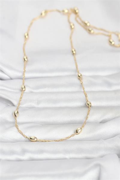14K Gold Renk Topçuklu Burgu Zincir Model 60cm Kadın Kolye - PRT3500EB10289