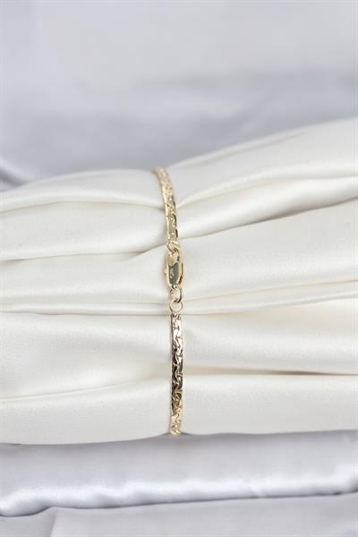 14K Gold Renk Yassı Ezme Zincir Model Kadın Bileklik - PRT3500EB10348